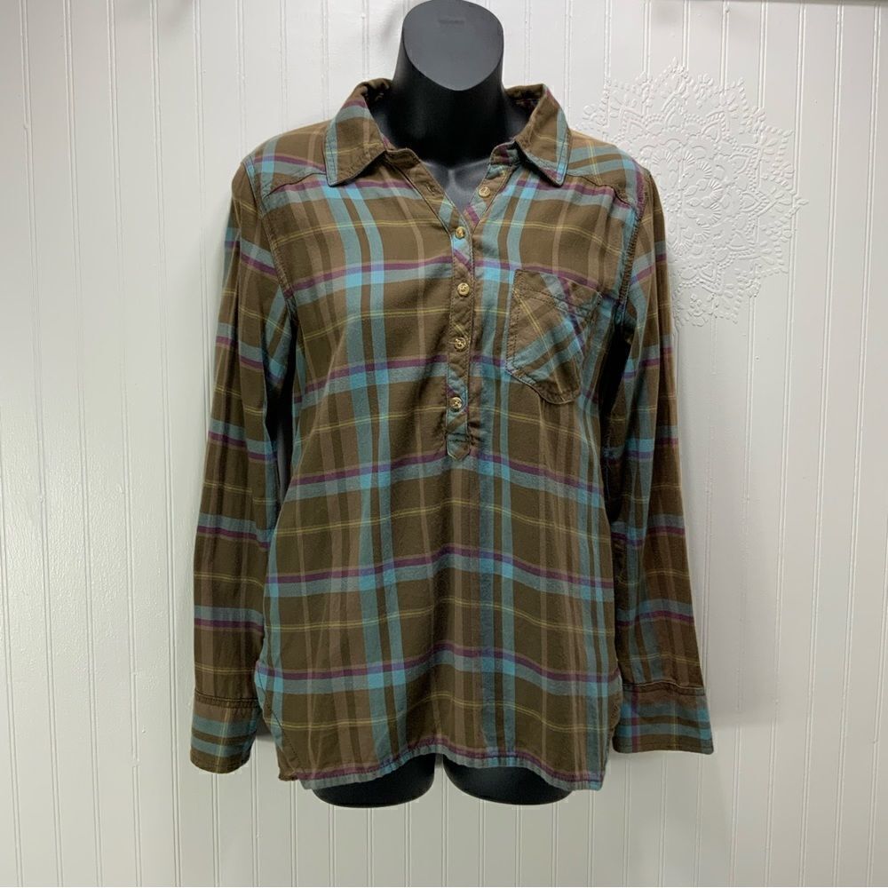 LIFE IS GOOD 1/2 button down flannel shirt
